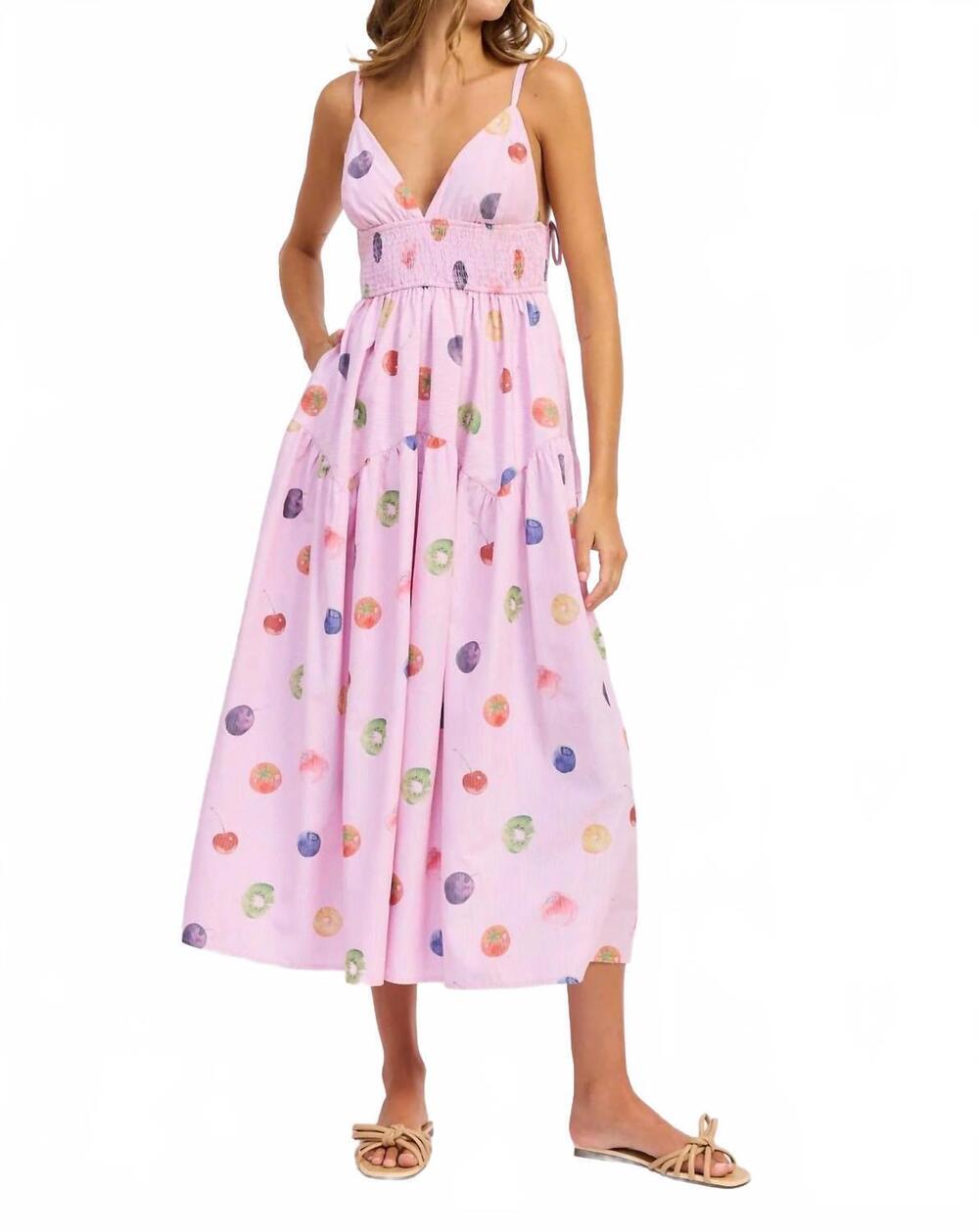 NEW EN SAISON women's fruit medley maxi dress in pink